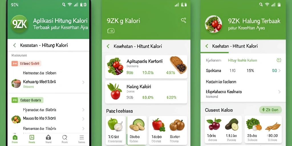 Antarmuka aplikasi 9ZK untuk menghitung kalori dengan mudah.