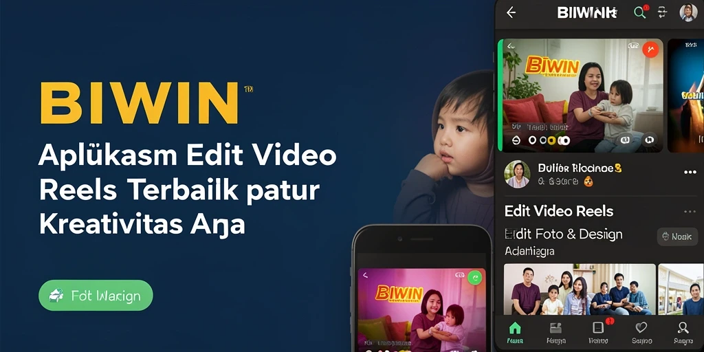 Antarmuka BIWIN yang menarik untuk editing video reels.