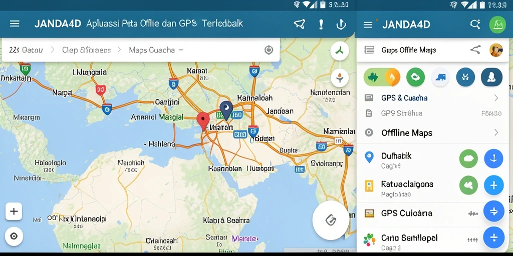 Tampilan antarmuka aplikasi JANDA4D yang menarik dan fungsional untuk GPS Offline Maps.