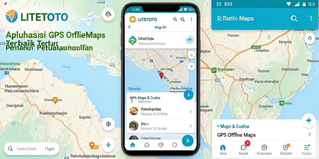 Tampilan antarmuka aplikasi LITETOTO untuk navigasi GPS Offline Maps.