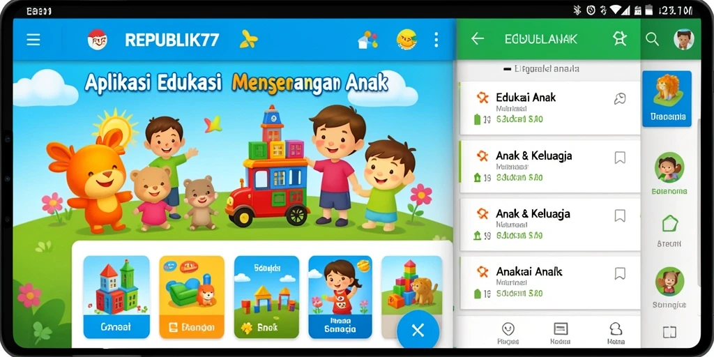 Screenshot antarmuka REPUBLIK77 yang menampilkan fitur edukasi anak.