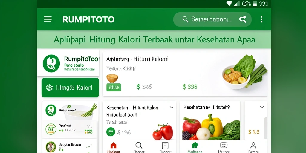 Tampilan antarmuka RUMPITOTO menampilkan fungsi Hitung Kalori yang sederhana.