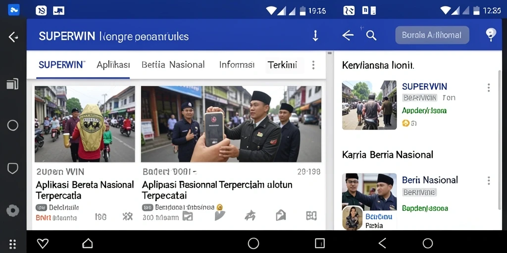Tampilan antarmuka aplikasi Berita Nasional SUPERWIN yang informatif.