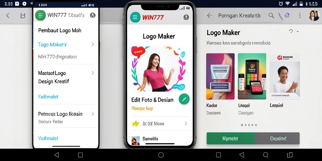 Antarmuka WIN777 yang intuitif dan fitur logo maker yang beragam.